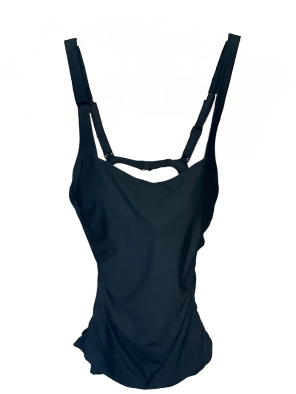 Athleta Square Neck Bra Cup Tankini Top 34 B/C Tall Black